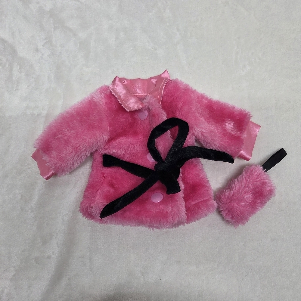 Pink Faux Fur Coat and Muff Set for 18-inch Dolls - Barbie Movie Style!